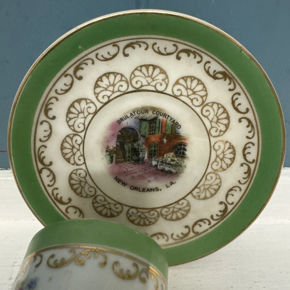 Vintage Brulatour Courtyard New Orleans, LA. Demitasse Cup /Saucer (Circa 1940s)